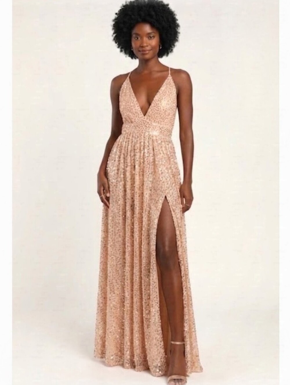 Lulus Jane Ann Blush Pink Sequin Maxi Dress